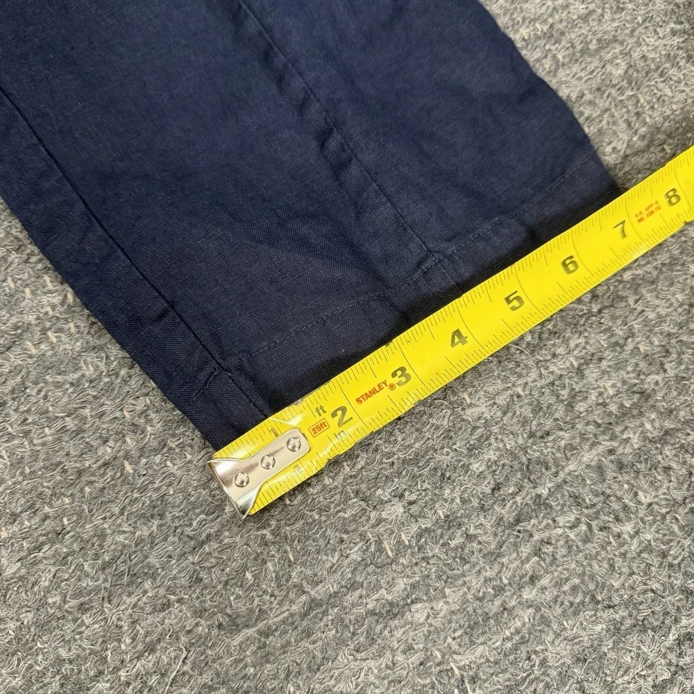 Quince 100% European Linen Tapered Ankle Pants Women Medium Navy Beach Boho